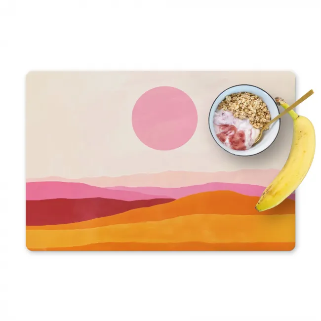 Heuvels - Oranje - Zon - Abstract Placemat vinyl groot -zzzproduct_Kitchenyeah-website