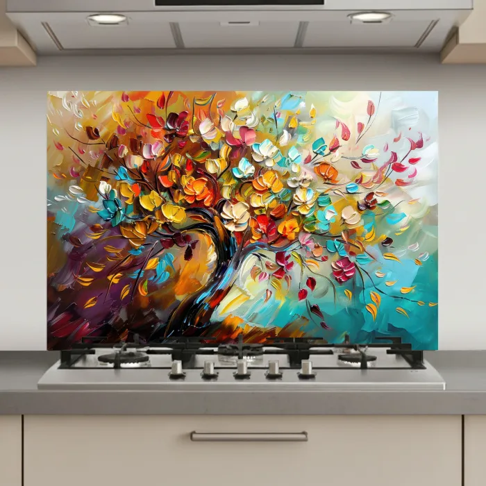 Boom - Abstract - Kleurrijk - Bloemen keuken achterwand spatscherm klein -3d_website
