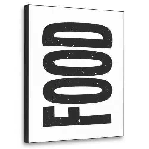 Food - Zwart - Wit - Decoratie Textielframe zwart klein -3d