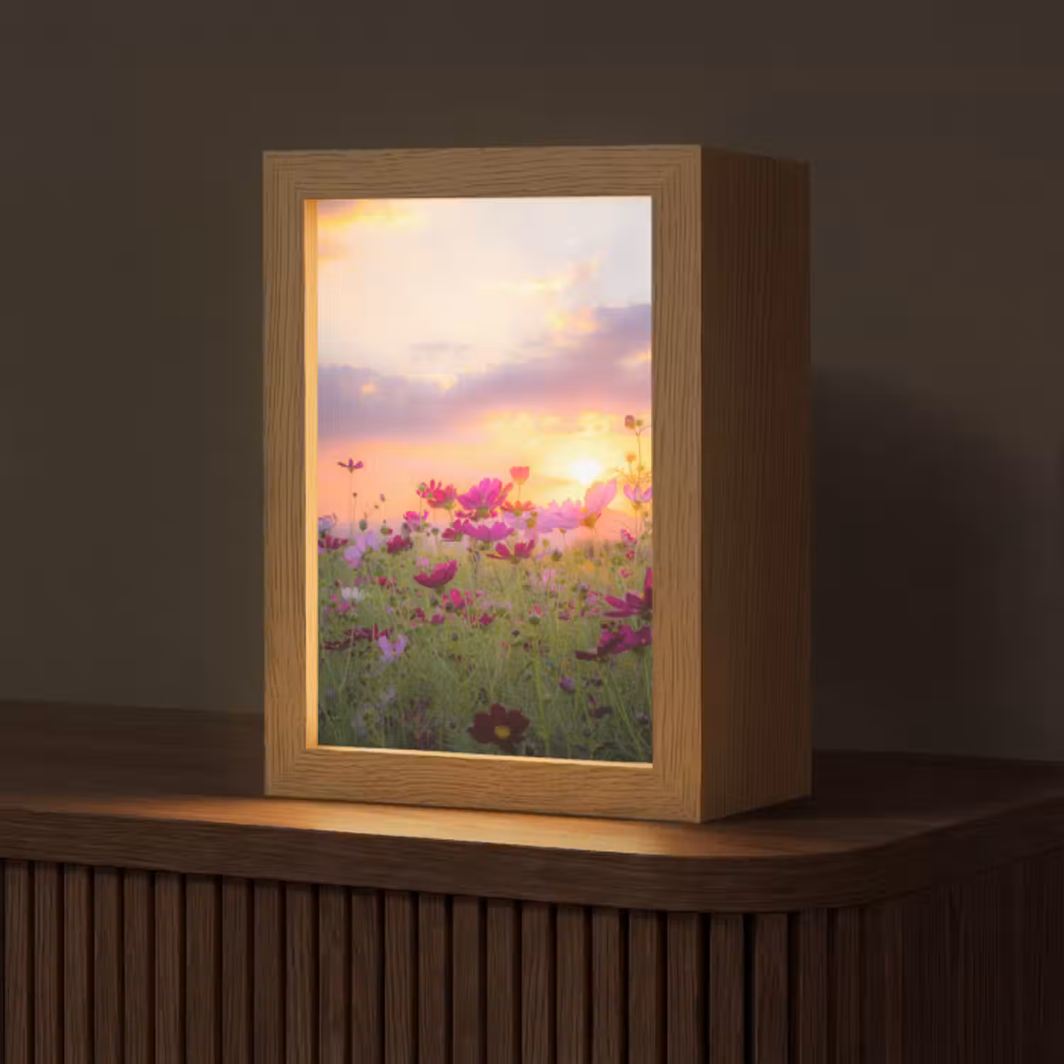 Tischlampe - Blumen - Rosa - Sonnenuntergang - Natur - Wiese - Horizont