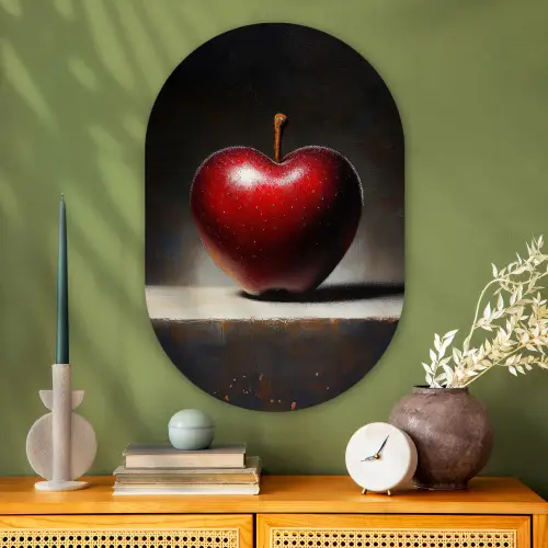 Apple - Hart - Rood Wandcirkel Ovaal Glas middel -sfeer2