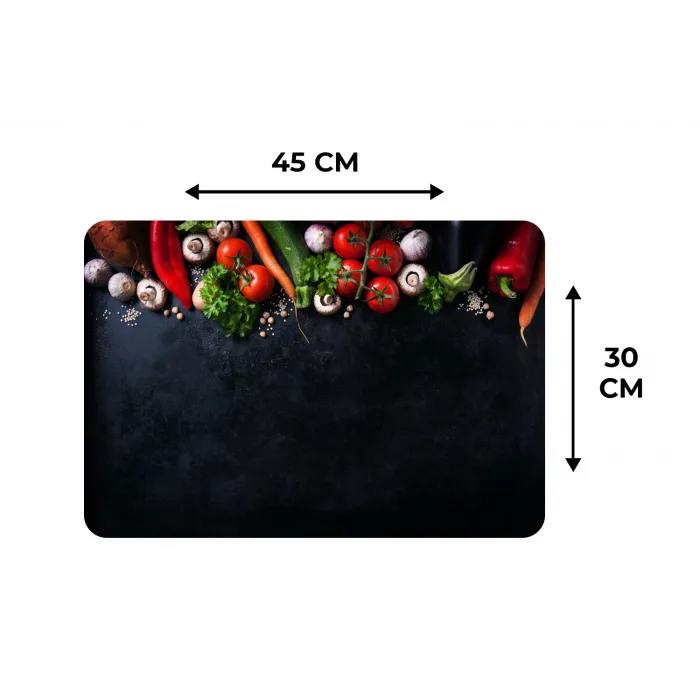Groente - Kruiden - Specerijen - Zwart - Rustiek - Keuken Placemat vinyl groot -specs