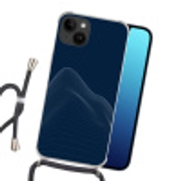 Lijnen - Abstract - Blauw - Wit Crossbody Case iPhone 14 middel -sfeer1