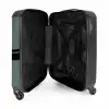 Groene achtergrond met dubbele horizontale strepen NBS - Handbagage koffer - Volwassenen Unisex middel -binnenkant