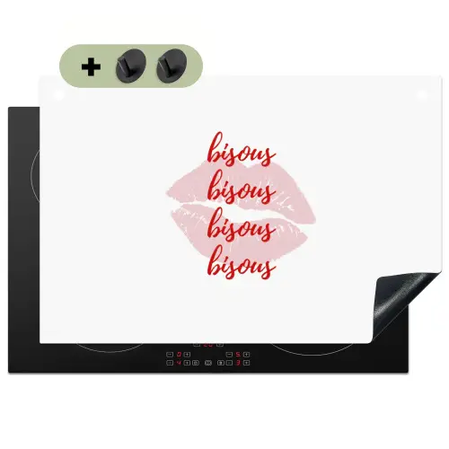 Bisous - Lip - Wit - Rood Inductie beschemer met haakjes klein -3d