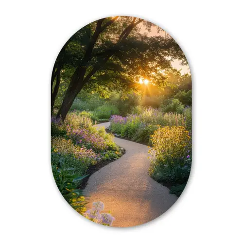 Pad - Bloemen - Park Wandcirkel Ovaal Forex klein -3d