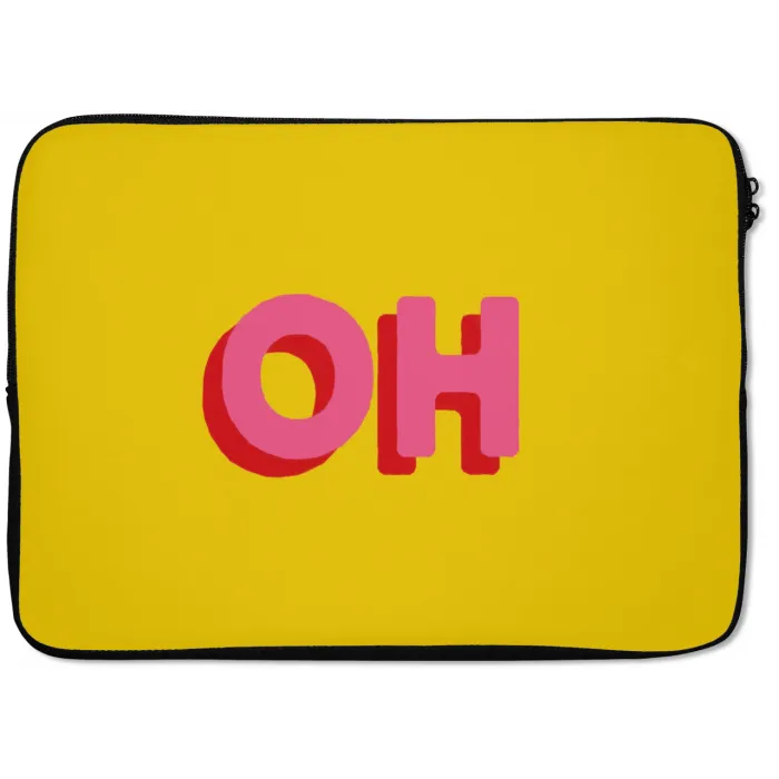 Geel - Roze - Oh - 3D laptophoes neopreen klein -zkaufland3dotto