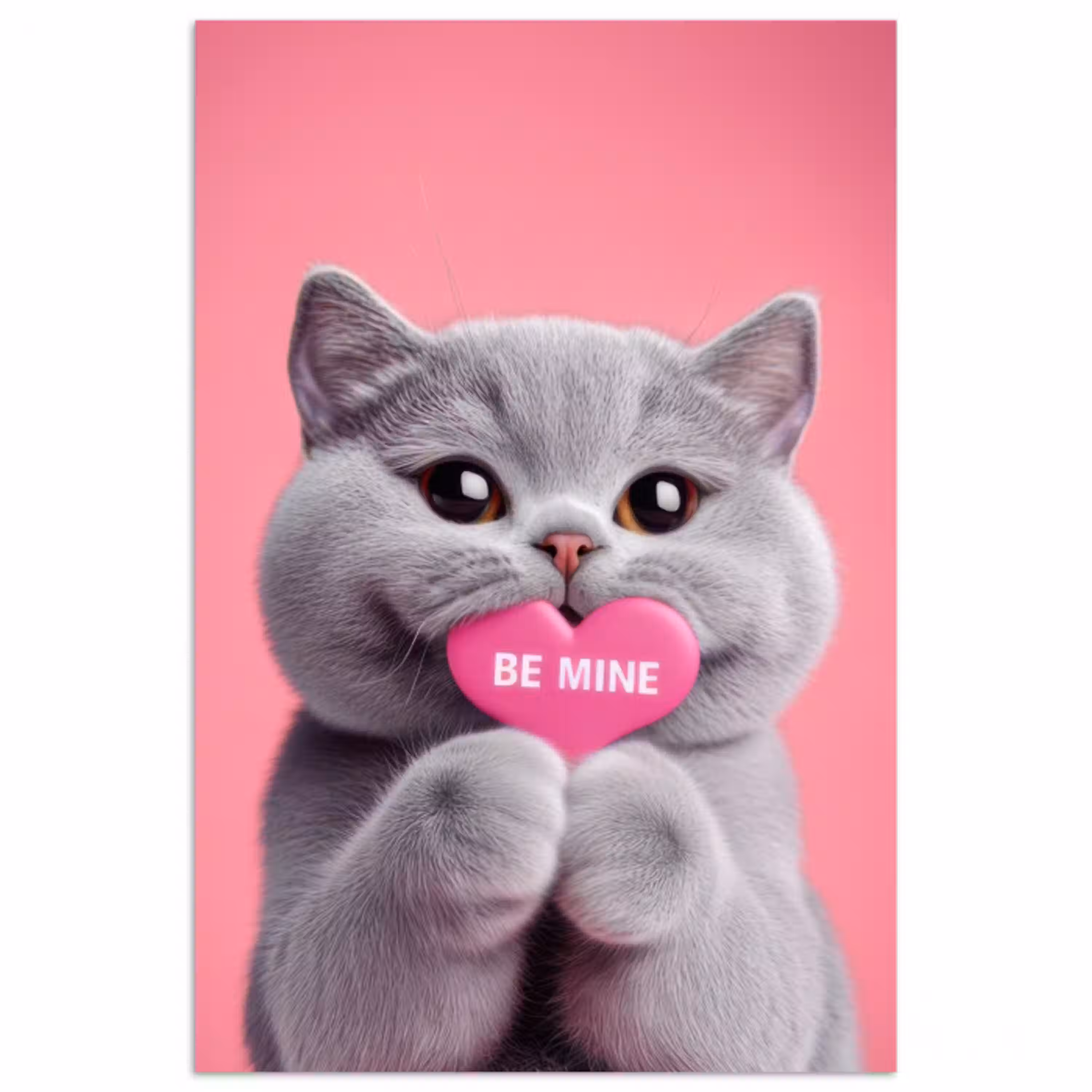 Kat - Valentijn - Roze - Liefde poster papier klein -3d