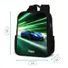 Blauwe raceauto met strepen in groene tunnel Rugzak - Zwart middel -productfoto_formaten