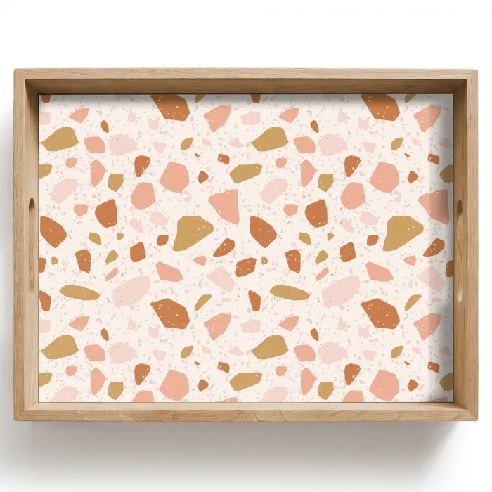 Terrazzo -  Patroon - Kleurrijk - Zalm Dienblad Rechthoek middel 911 -z3d_shopping