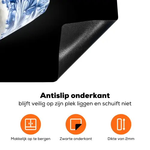 Sushi - Delfts blauw - Rijst - Vis - Elegant Inductie beschermer vinyl 3mm klein -zzzzzzz-td-onderkant