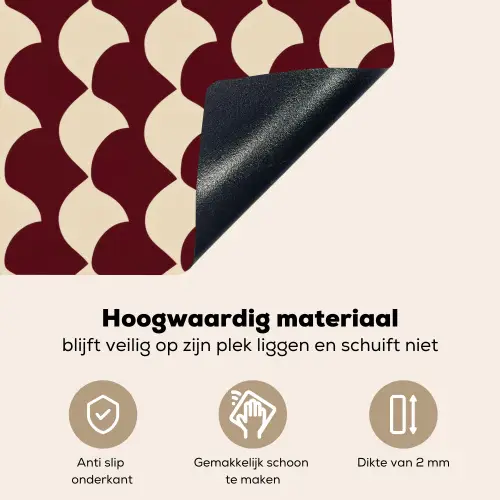 Rood - Tegelpatroon - Crème Inductie beschemer met haakjes klein 777 -ky-onderkant-nl