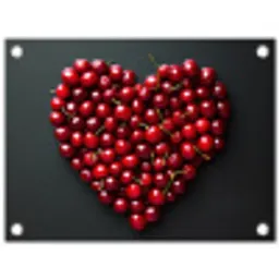 Kersen - Hart - Rood - Zwart tuinposter los doek klein -3d