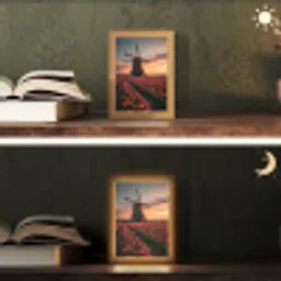 Molen - Zonsondergang - Tulpen - Rood Light Box met kabel (Tafellamp) klein -sfeer3