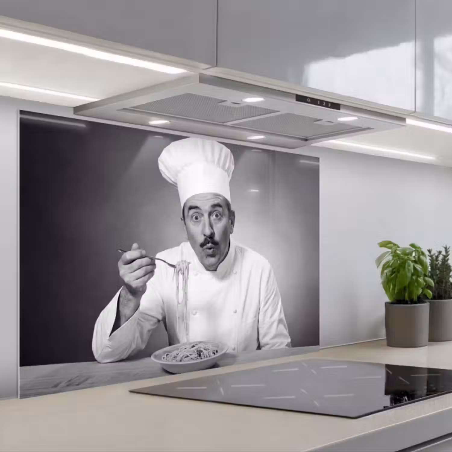 Spatscherm keuken - Chef - Spaghetti - Pasta