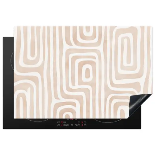 Decoratief - Labyrint - Beige Inductie beschermer vinyl 3mm klein -3d