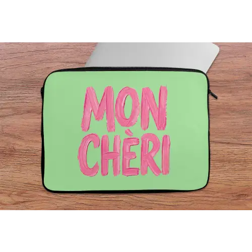 Mon cheri - Groen - Roze laptophoes neopreen klein -tafel