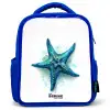 Blauwe Zeester op Witte Achtergrond Kinderrugzak - Blauw middel -3d