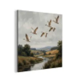 Eenden - Rivier - Landschap - Vlucht - Nostalgisch aluminium wit klein -3d