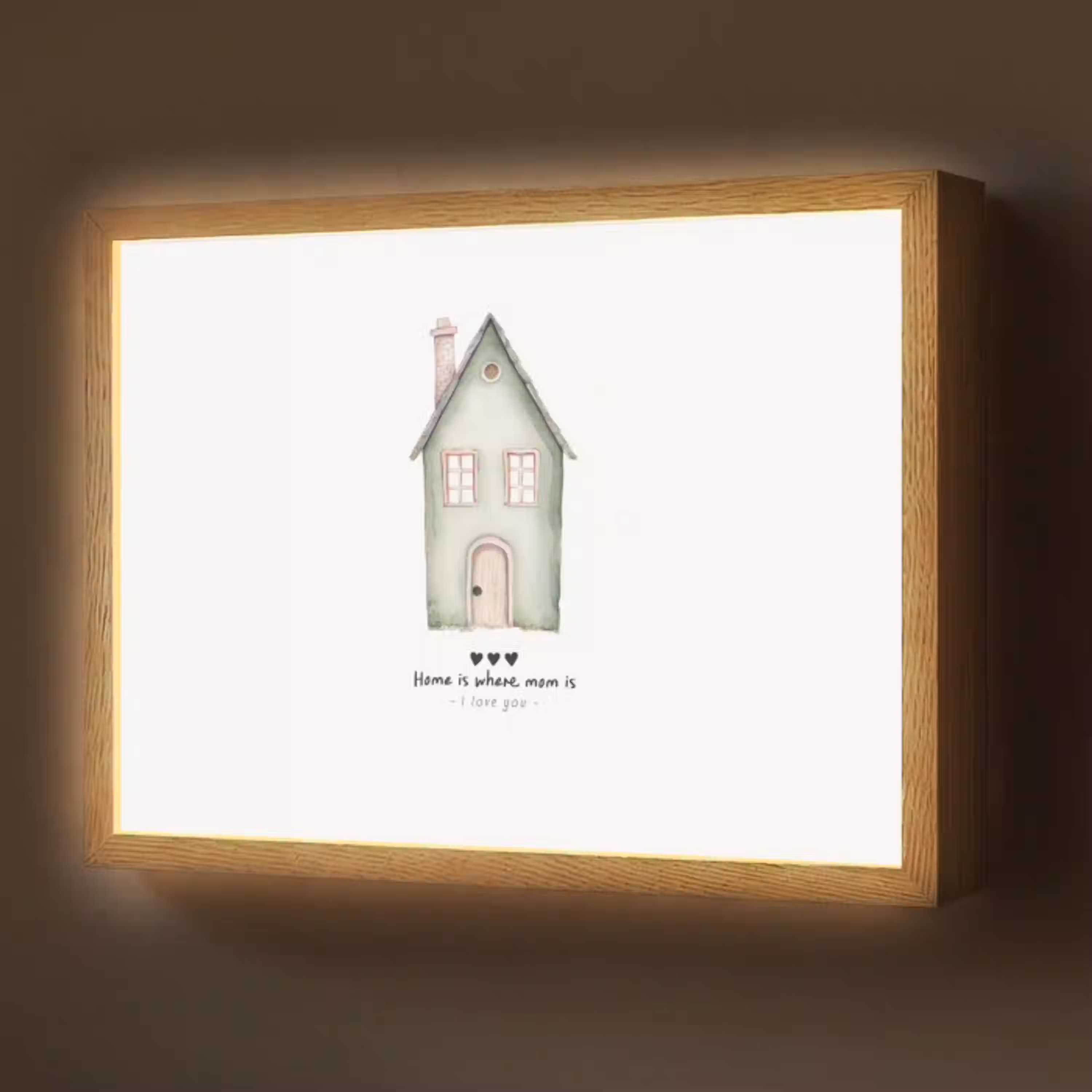 Huisje - Groen - Tekst - Liefdevol Light Box met batterij (Wandlamp) middel -z3d_website