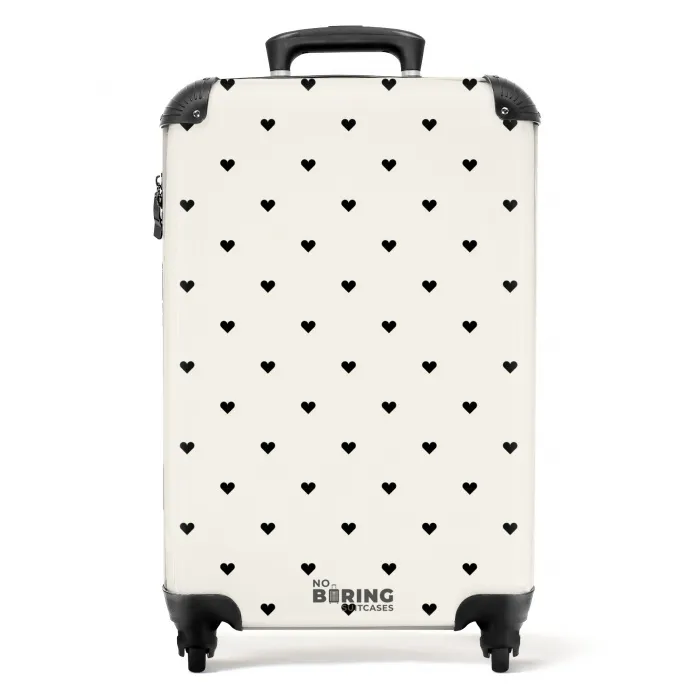 Valentijn hartjes rijen patroon zwart NBS - Handbagage koffer - Kinderen Unisex middel -productfoto_recht