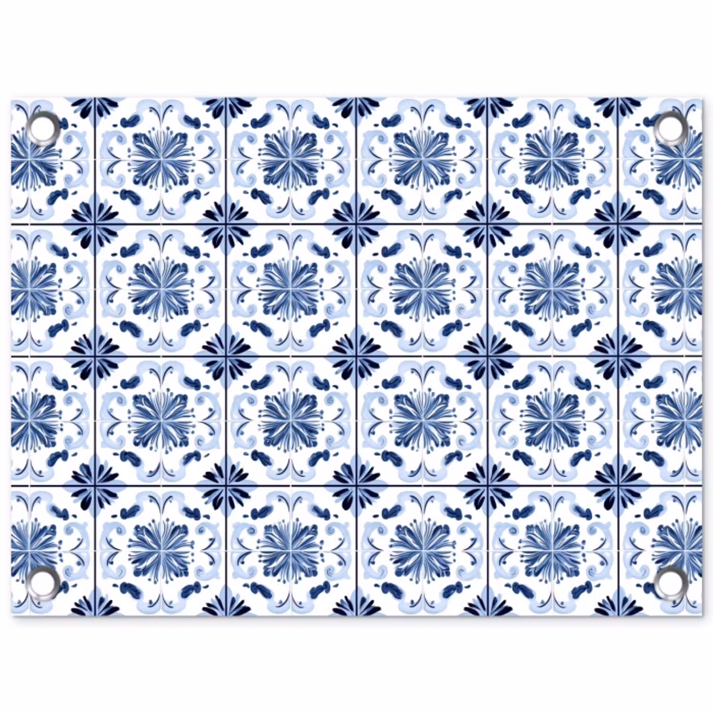 Patroon - Tegel - Blauw tuinposter los doek klein 239 -3d