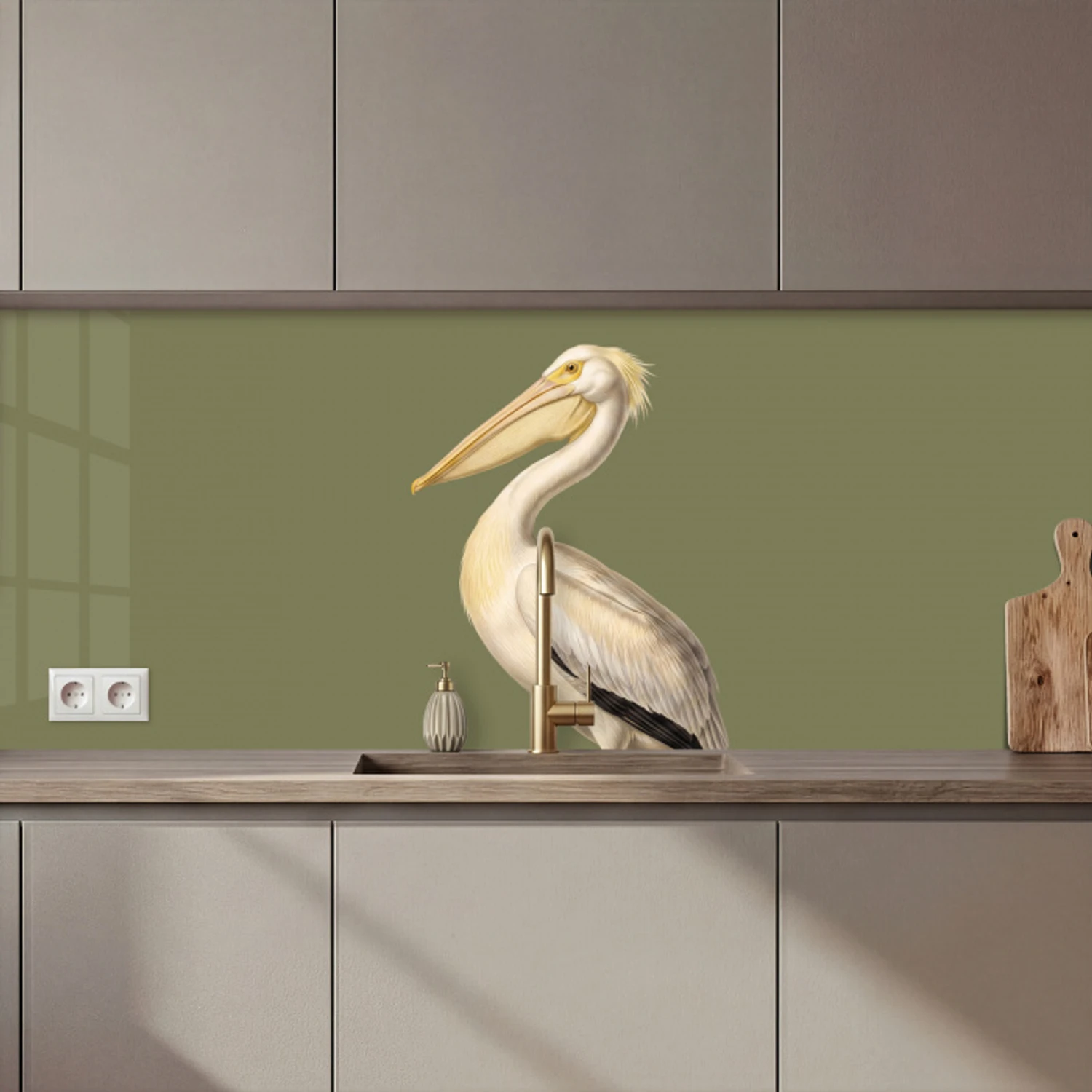 Pelikaan - Wit - Vogel - Klassiek - Natuur keuken achterwand 2 middel zz_3dshopping