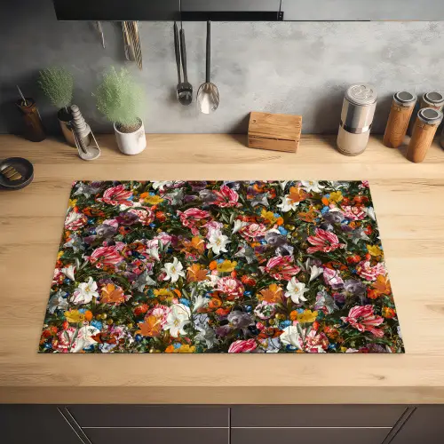 Bloemen - Vlinder - Design - Kunst - Abstract - Schilderij - Oude meesters Inductie beschermer vinyl 3mm klein -sfeer5