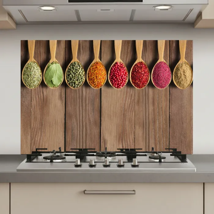 Lepels - Kruiden - Hout keuken achterwand spatscherm klein -3d_website