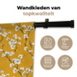 Bloesemtak - Aquarel - Geel Wandkleed katoen klein 269 -sfeer2