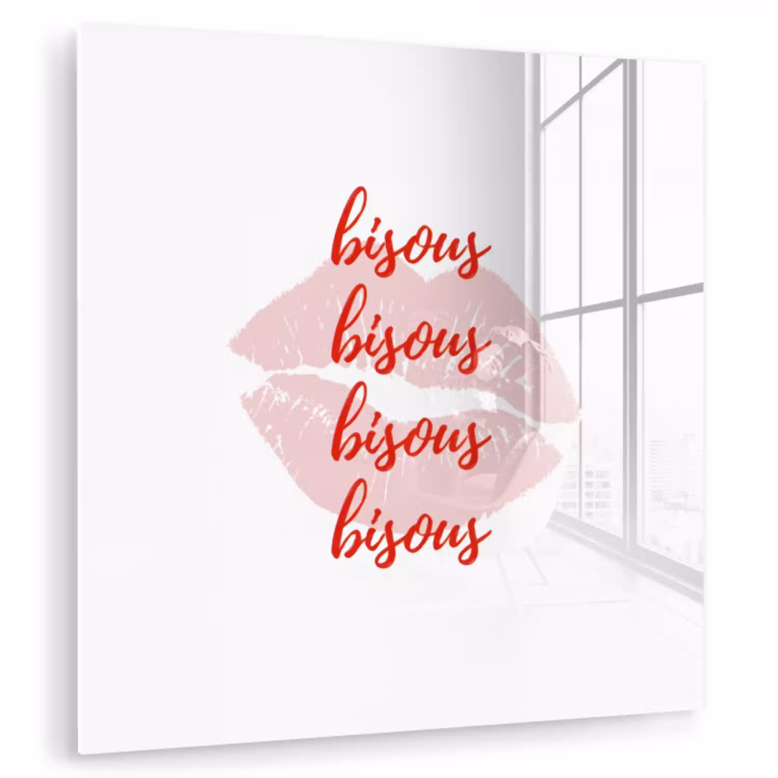 Bisous - Lip - Wit - Rood plexiglas 5mm klein -zzzproduct_nieuw