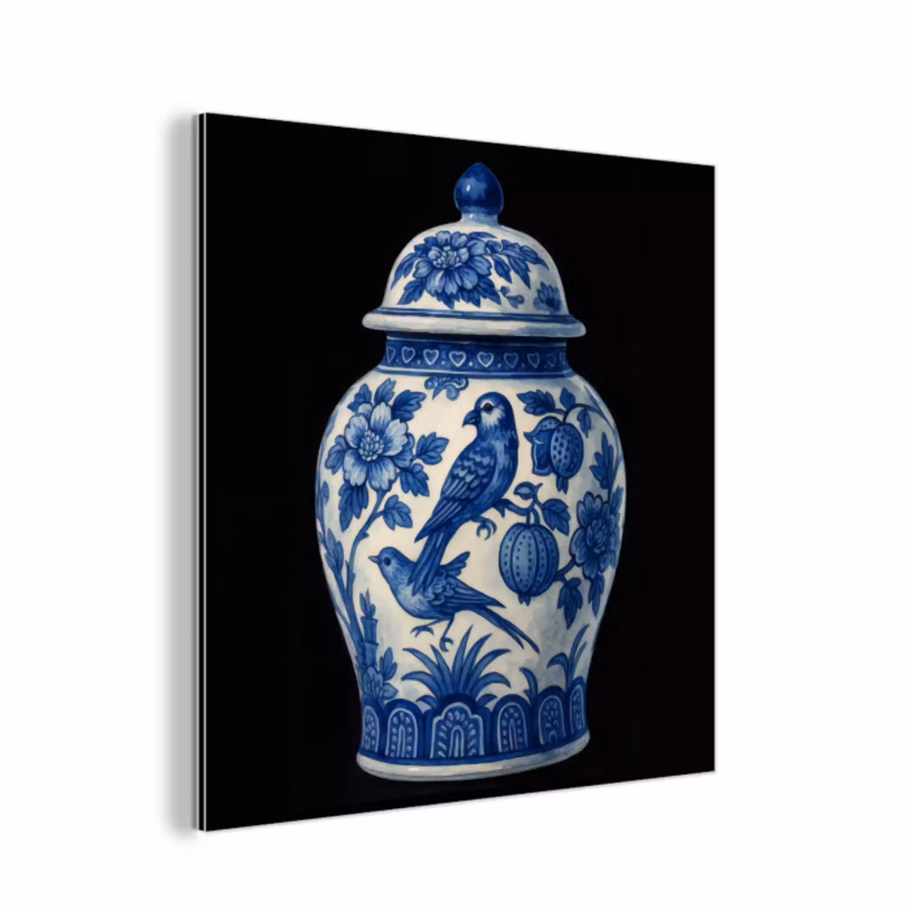 Pot - Delfts Blauw - Bloemen aluminium wit klein -3d