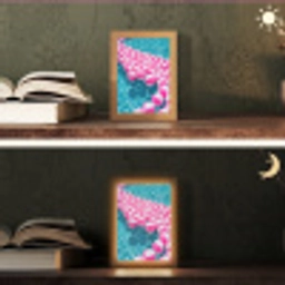 Strandballen - Roze - Water Light Box met kabel (Tafellamp) klein -sfeer3
