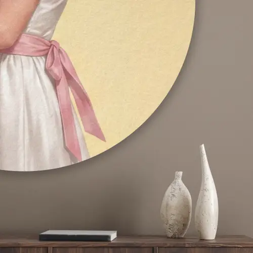 Handdoeken - Vrouw - Jurk - Roze Akoestische PET Vilt - Rond klein -sfeer5_closeup