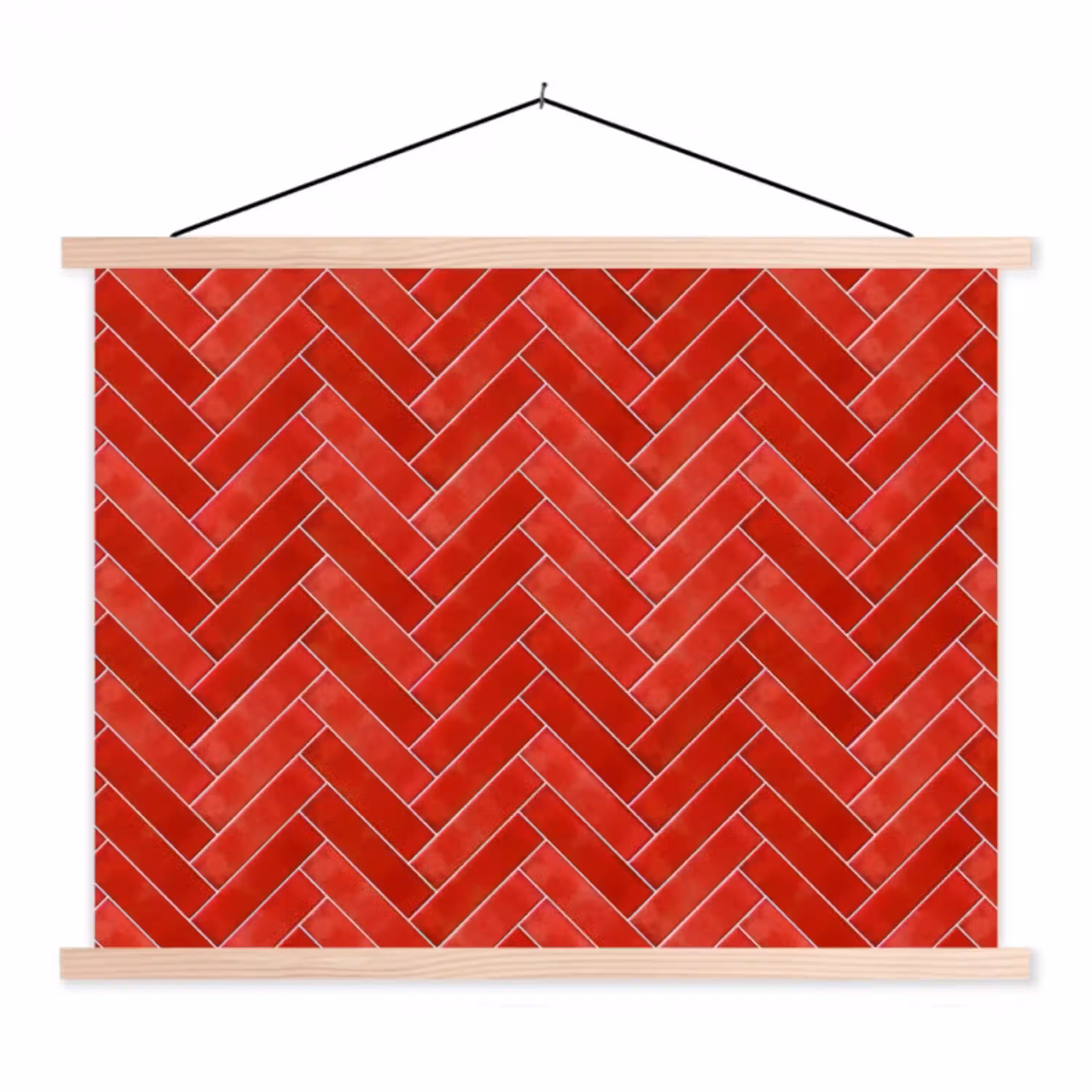 Visgraat - Tegel - Rood textielposter latten blank klein 122 -3d