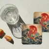 Koi - Zee - Golven - Zon onderzetter kurk middel -sfeer4
