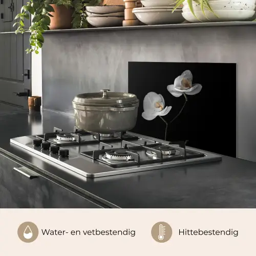 Orchidee - Bloemen - Zwart - Wit - Stilleven keuken achterwand spatscherm klein -usp_NL