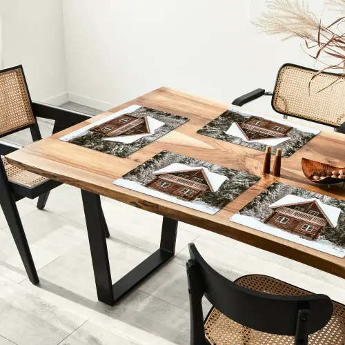 Huis - Bos - Winter - Natuur - Sneeuw Placemat vinyl groot -zzsfeer4_Kitchenyeah-website
