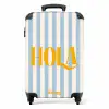 Quotes - Hola babyblauw en roomwit NBS - Handbagage koffer - Kinderen Unisex middel -productfoto_recht