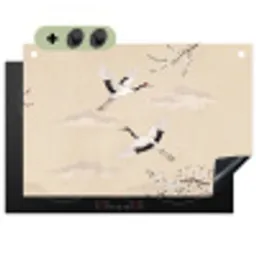 Kraanvogels - Bloesem - Beige Inductie beschemer met haakjes klein -3d