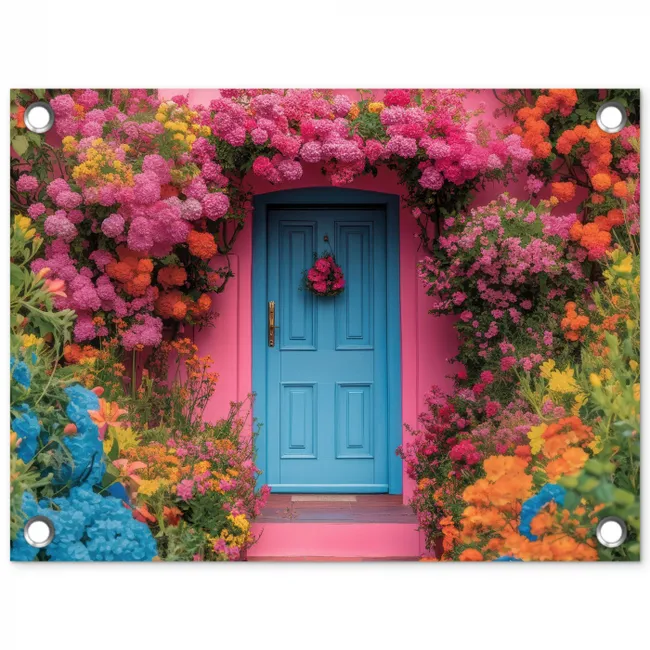 Bloemen - Deur - Roze tuinposter los doek klein -3d