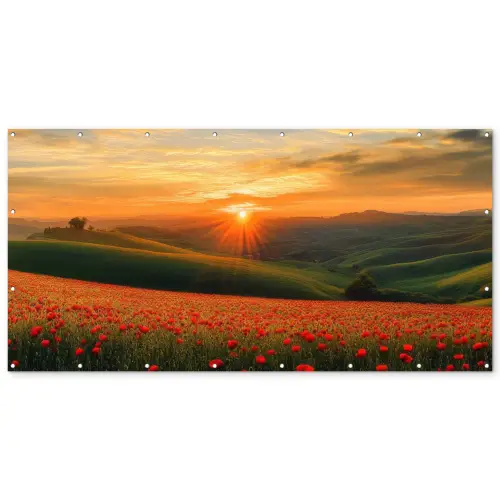 Klaprozen - Bloemen - Heuvels - Zonsondergang Balkonbeschermer Duitsland klein -zz_3d