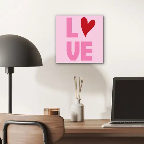 Love - Roze - Hart - Valentijn aluminium wit klein -sfeer5