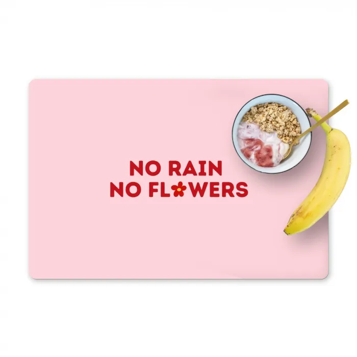 No rain no flowers - Minimalistisch - Roze - Bloem Placemat vinyl groot -zzzproduct_Kitchenyeah-website