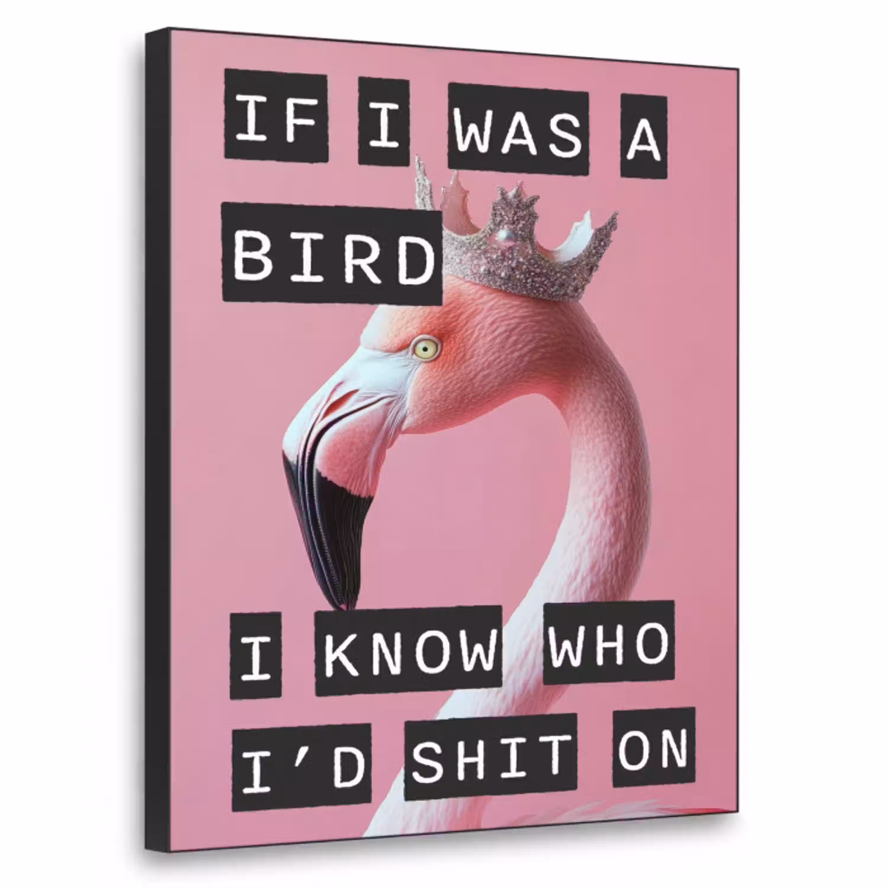 Flamingo - Roze - Vogel - Decoratie Textielframe zwart klein -3d