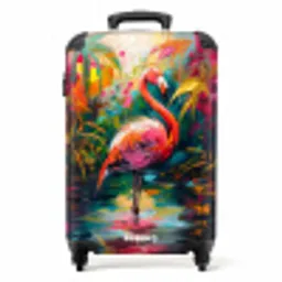 Flamingo in kleurrijke omgeving van olieverf NBS - Handbagage koffer - Unisex middel -productfoto_recht
