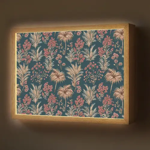 Botanisch - Patroon - Blauw Light Box met batterij (Wandlamp) middel 907 -z3d_website