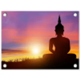 Boeddha silhouet bij zonsopgang tuinposter los doek klein -3d