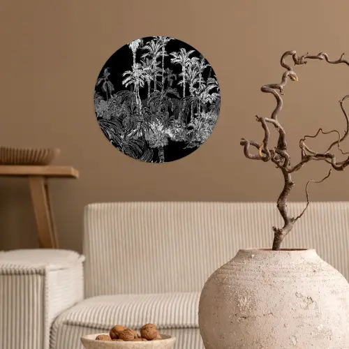 Bladeren -  Inductie beschermer - Bomen - Inductie mat - Jungle Wandcirkel behangsticker klein -sfeer1