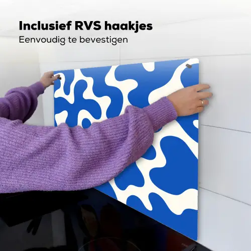 Vormen - Abstract - Blauw - Golven Inductie beschemer met haakjes middel -ky-ophangen-nl